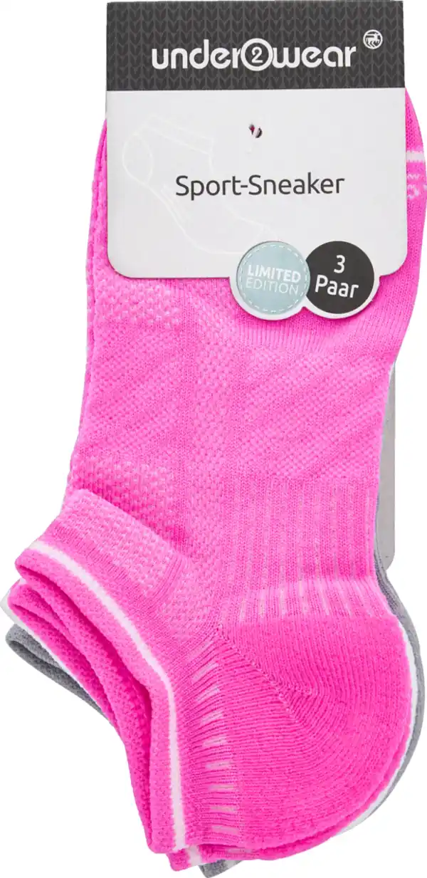 Bild 1 von under2wear 3er Pack Sportsneaker NEON pink/weiß Gr. 39/42
