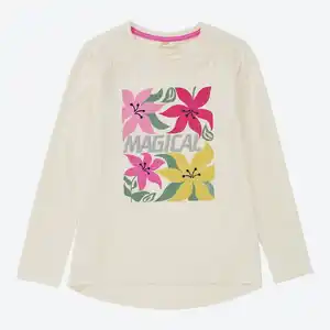 Kinder-Mädchen-Langarmshirt mit Glitzer-Druck