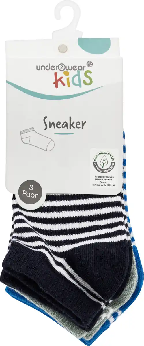 Bild 1 von under2wear kids 3er Pack Sneaker Junge Streifen Gr. 27/30