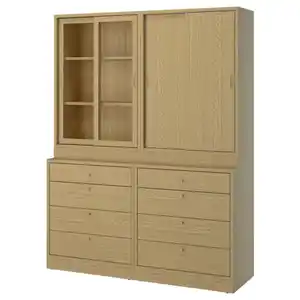 TONSTAD Aufbewahrung mit Schubladen, Eichenfurnier/Glas, 164x47x210 cm