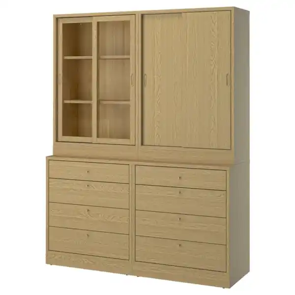 Bild 1 von TONSTAD Aufbewahrung mit Schubladen, Eichenfurnier/Glas, 164x47x210 cm