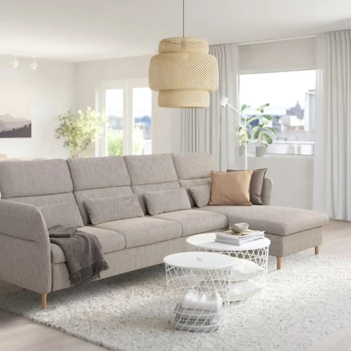 Bild 2 von FAMMARP 4er-Sofa mit Récamiere, rechts Holz/Viarp beige/braun