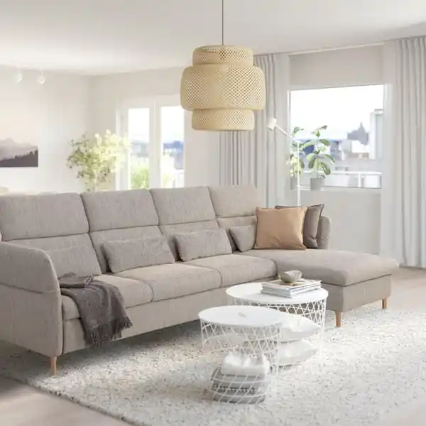 Bild 2 von FAMMARP 4er-Sofa mit Récamiere, rechts Holz/Viarp beige/braun