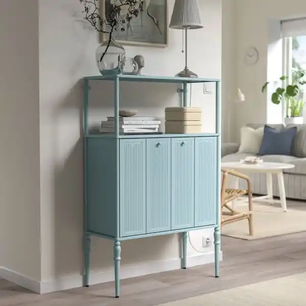 Bild 2 von SÅGMÄSTARE Schrank, hell graublau, 83x36x128 cm