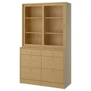 TONSTAD Aufbewahrung mit Schubladen, Eichenfurnier/Glas, 121x47x210 cm