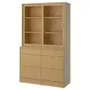 Bild 1 von TONSTAD Aufbewahrung mit Schubladen, Eichenfurnier/Glas, 121x47x210 cm