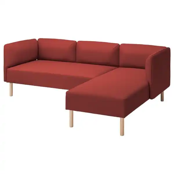 Bild 1 von LILLEHEM 3er-Sitzelement + Récamiere, Gunnared/braunrot Holz