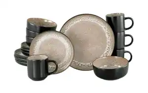 Kombiservice Nordic Fjord, beige/schwarz, 16-teilig