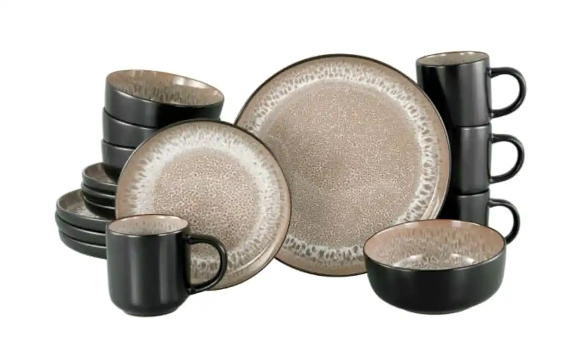 Bild 1 von Kombiservice Nordic Fjord, beige/schwarz, 16-teilig