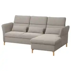 FAMMARP 3er-Sofa mit Récamiere, rechts, Holz/Viarp beige/braun