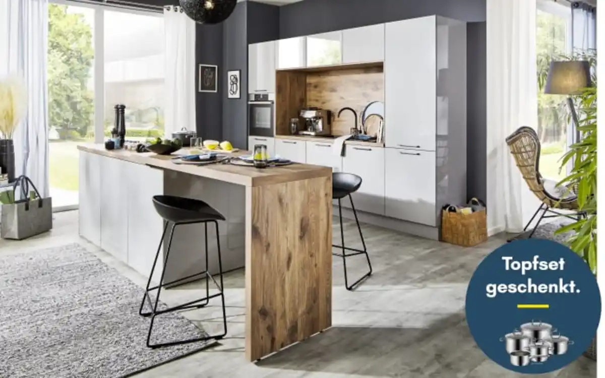 Bild 1 von Impressa - Einbauküche Laser brillant, satin, inkl. Siemens Elektrogeräte