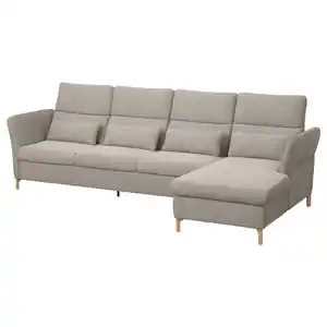 FAMMARP 4er-Sofa mit Récamiere, rechts Holz/Viarp beige/braun