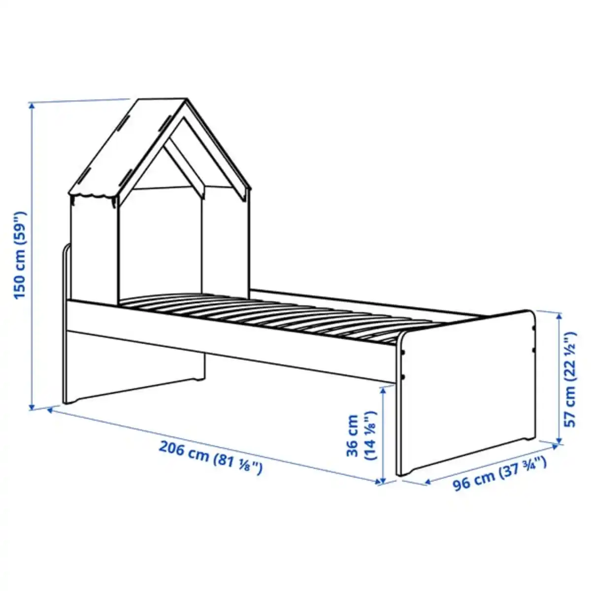 Bild 4 von SLÄKT Bettgestell mit Lattenrost, mit Bettzubehör/grau, 90x200 cm