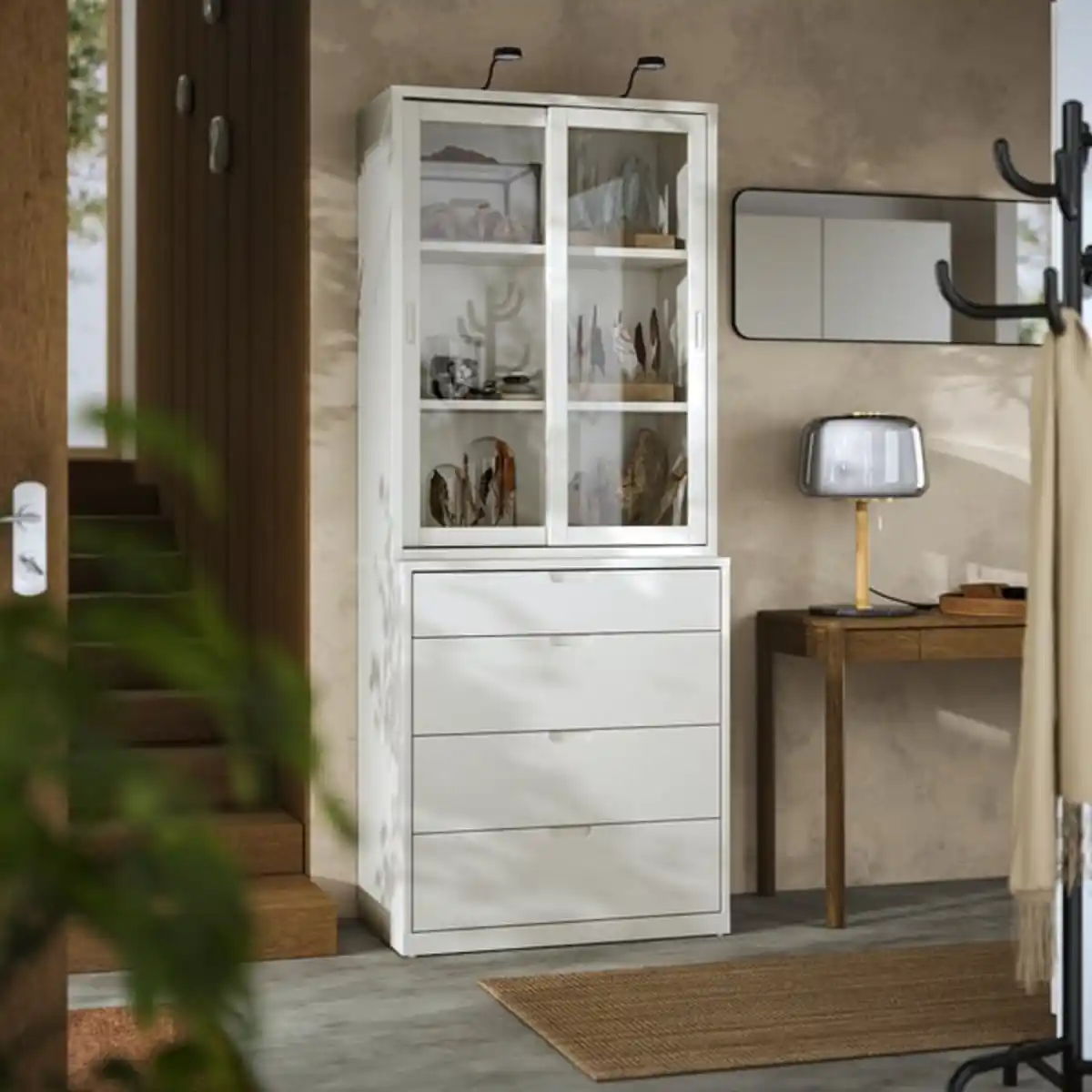 Bild 2 von TONSTAD Aufbewahrung mit Schubladen, elfenbeinweiß/Glas, 82x47x206 cm