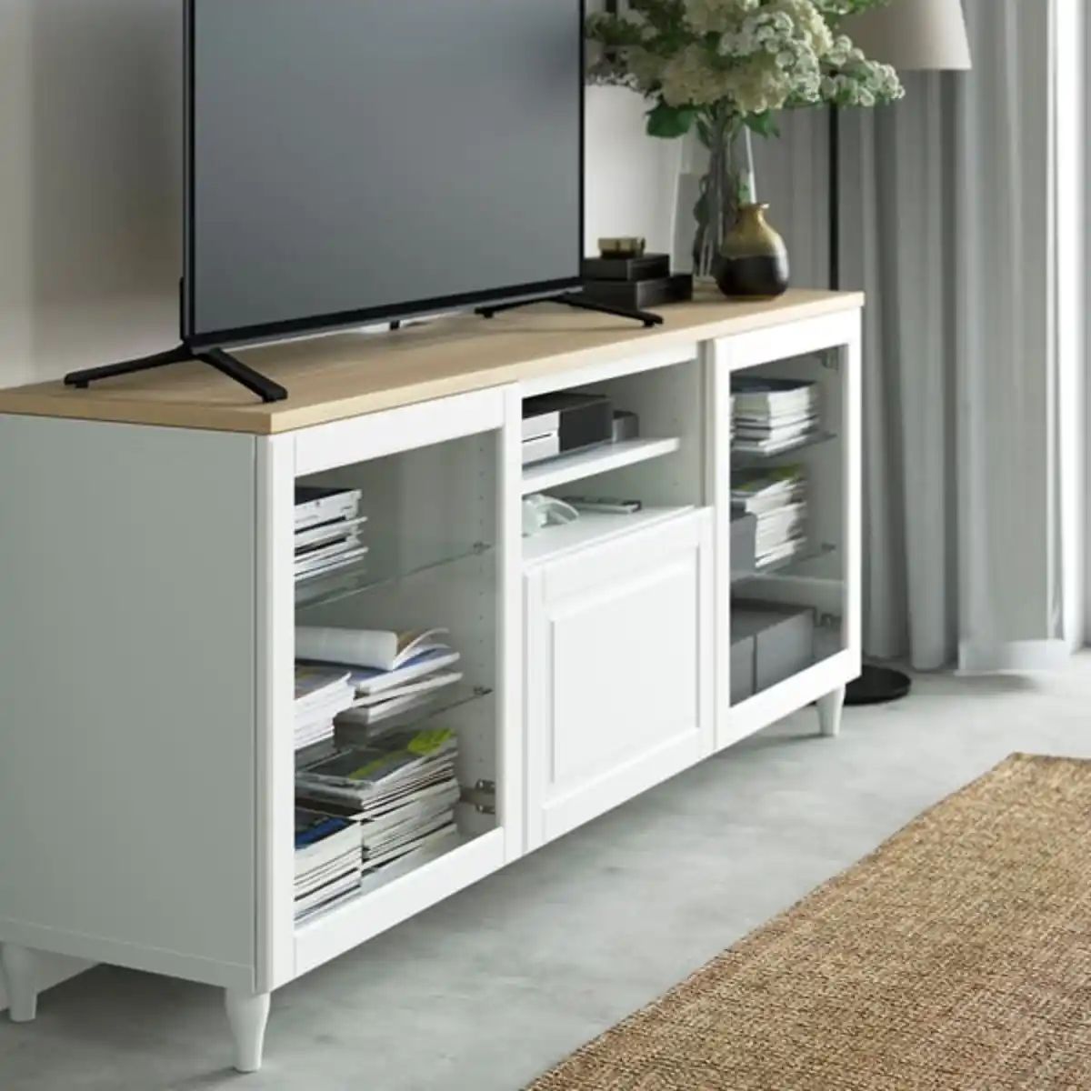 Bild 3 von BESTÅ TV-Platte, Eichenfurnier, 180x42 cm