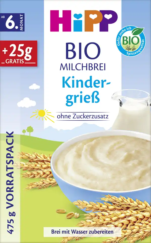 Bild 1 von HiPP Bio Milchbrei Kindergrieß Vorratspackung, 475 g