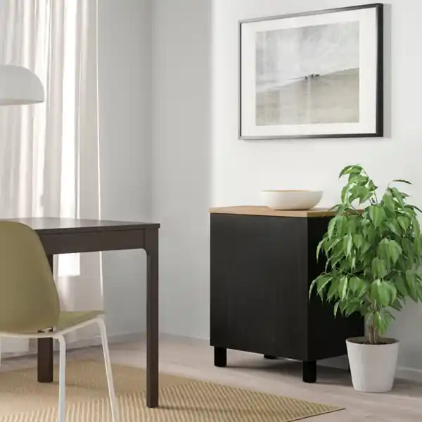 Bild 2 von BESTÅ Regal mit Tür, schwarzbraun Lappviken/Stubbarp/Eichenfurnier, 60x42x76 cm