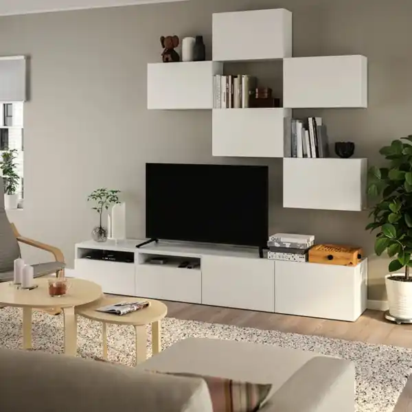 Bild 2 von BESTÅ TV-Möbel, Kombination, weiß/Lappviken, 240x42x230 cm