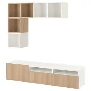 BESTÅ / EKET TV-Schrankkombination, weiß/Eicheneff wlas, 180x42x170 cm