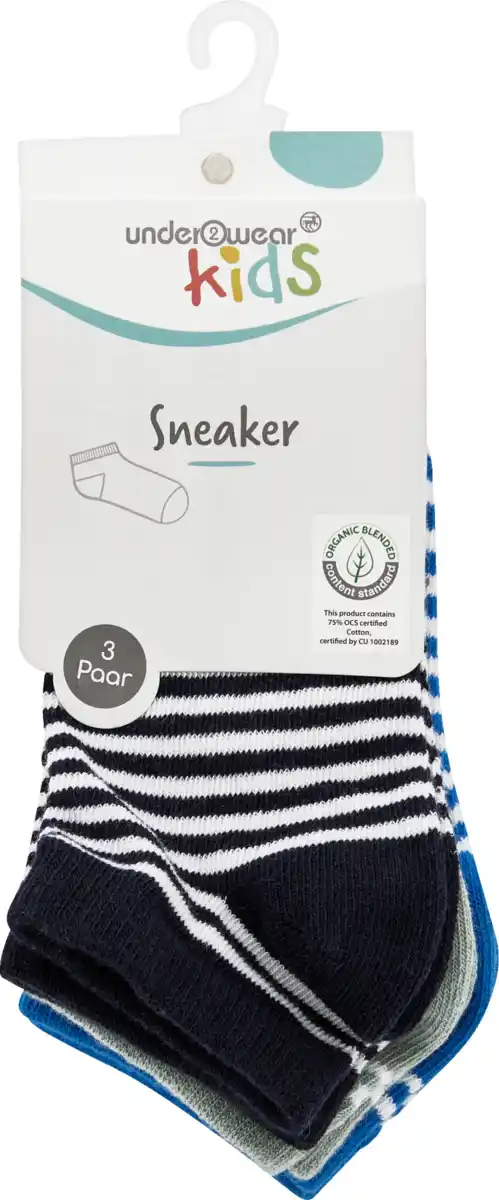 Bild 1 von under2wear kids 3er Pack Sneaker Junge Streifen Gr. 23/26