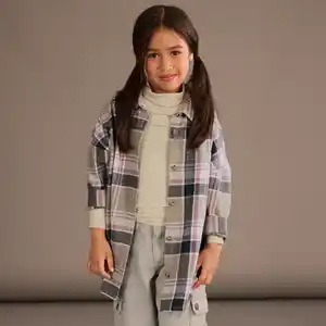 Kinder-Mädchen-Oversized-Bluse im Karo-Design