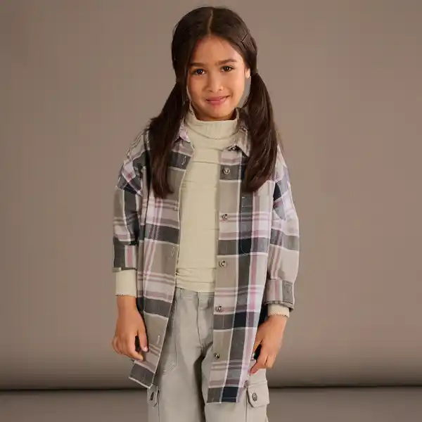 Bild 1 von Kinder-Mädchen-Oversized-Bluse im Karo-Design