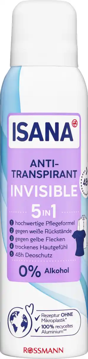 Bild 1 von ISANA Anti-Transpirant Spray Invisible 5in1, 150 ml