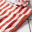 Bild 2 von SKOGSSALLAT Badeponcho mit Kapuze, rot/weiß/gestreift, 55x70 cm