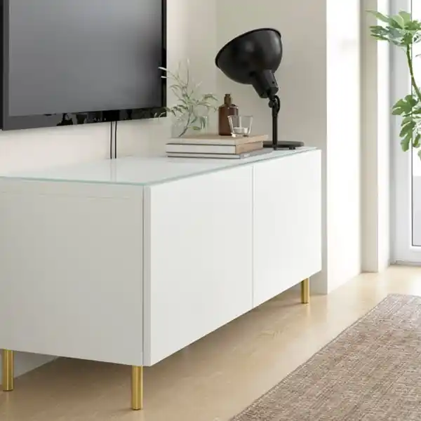 Bild 2 von BESTÅ TV-Platte, Glas weiß/hellgrün, 120x40 cm