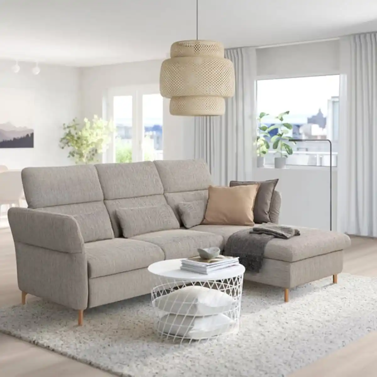 Bild 2 von FAMMARP 3er-Sofa mit Récamiere, rechts, Holz/Viarp beige/braun