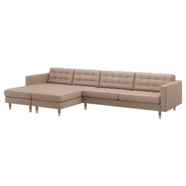 Bild 1 von LANDSKRONA 5er-Sofa, mit Récamieren/Grann/Bomstad dunkelbeige/Holz