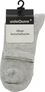under2wear Kurzschaftsocke Glitzer grau mel. Gr. 39/42