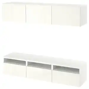 BESTÅ TV-Bank, weiß/Selsviken Hochglanz/weiß, 180x42x185 cm