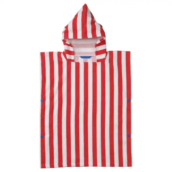 Bild 1 von SKOGSSALLAT Badeponcho mit Kapuze, rot/weiß/gestreift, 55x70 cm