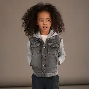 Kinder-Jungen-Jeansjacke mit Kapuze