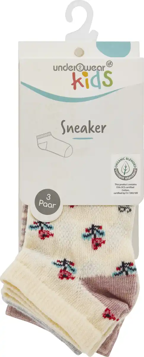 Bild 1 von under2wear kids 3er Pack Sneaker Mädchen Blümchen Gr. 31/34