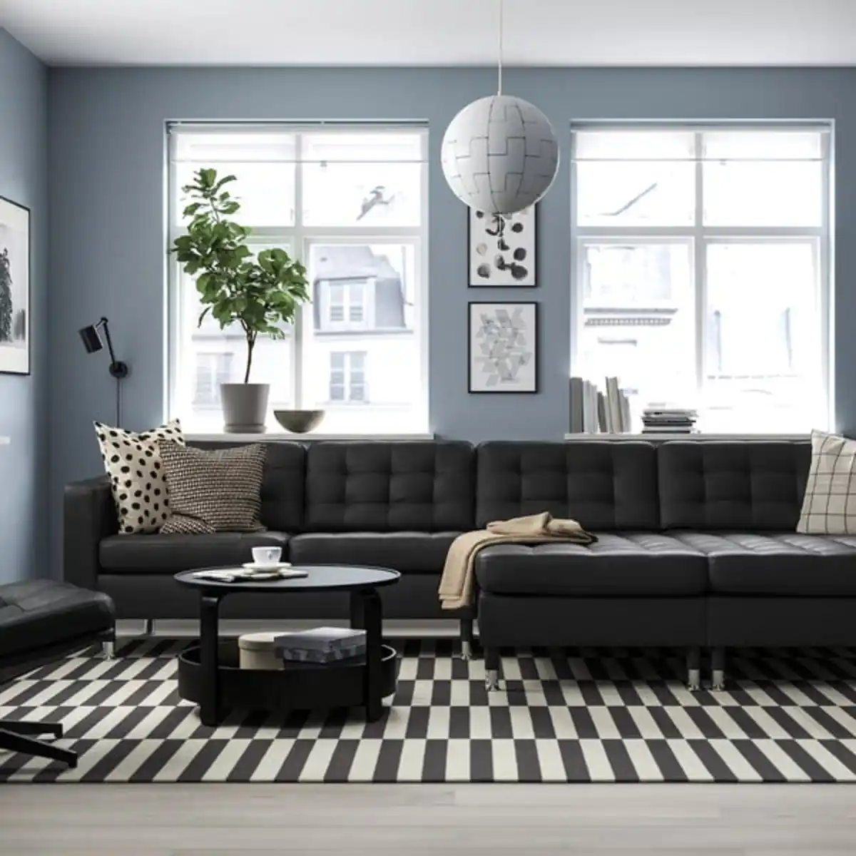 Bild 2 von LANDSKRONA 4er-Sofa mit Récamieren, Grann/Bomstad schwarz/Metall