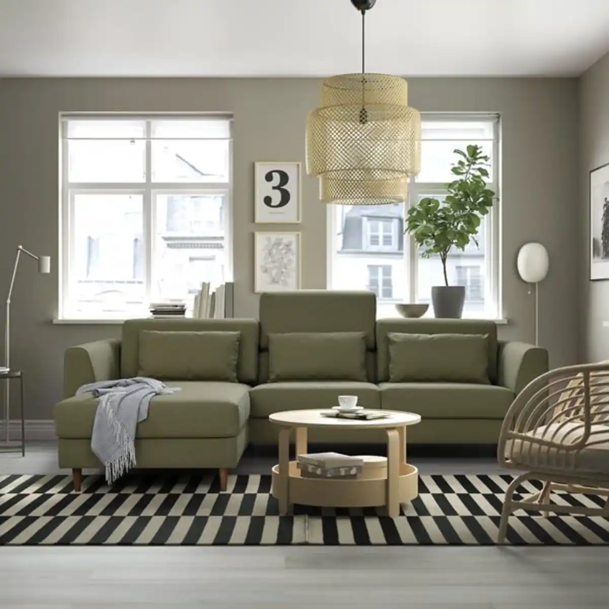 Bild 2 von SLATORP 3er-Sofa mit Récamiere, Vissle gelbgrün