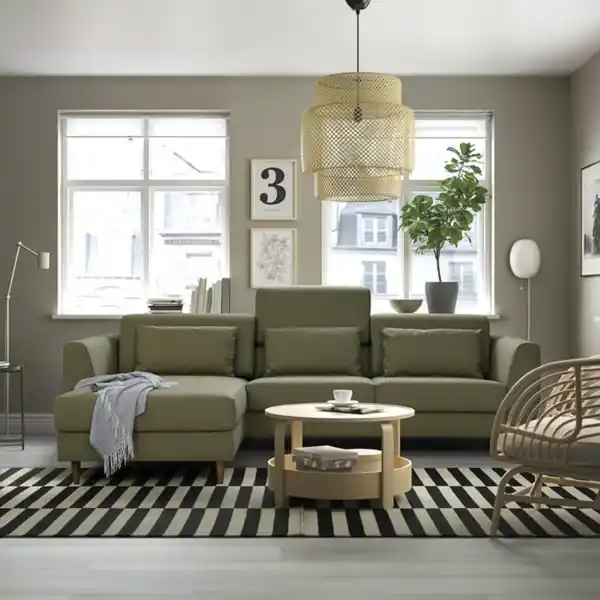 Bild 2 von SLATORP 3er-Sofa mit Récamiere, Vissle gelbgrün