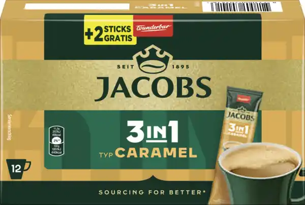 Bild 1 von Jacobs 3in1 Instant Kaffee Caramel 10+2, 134,4 g