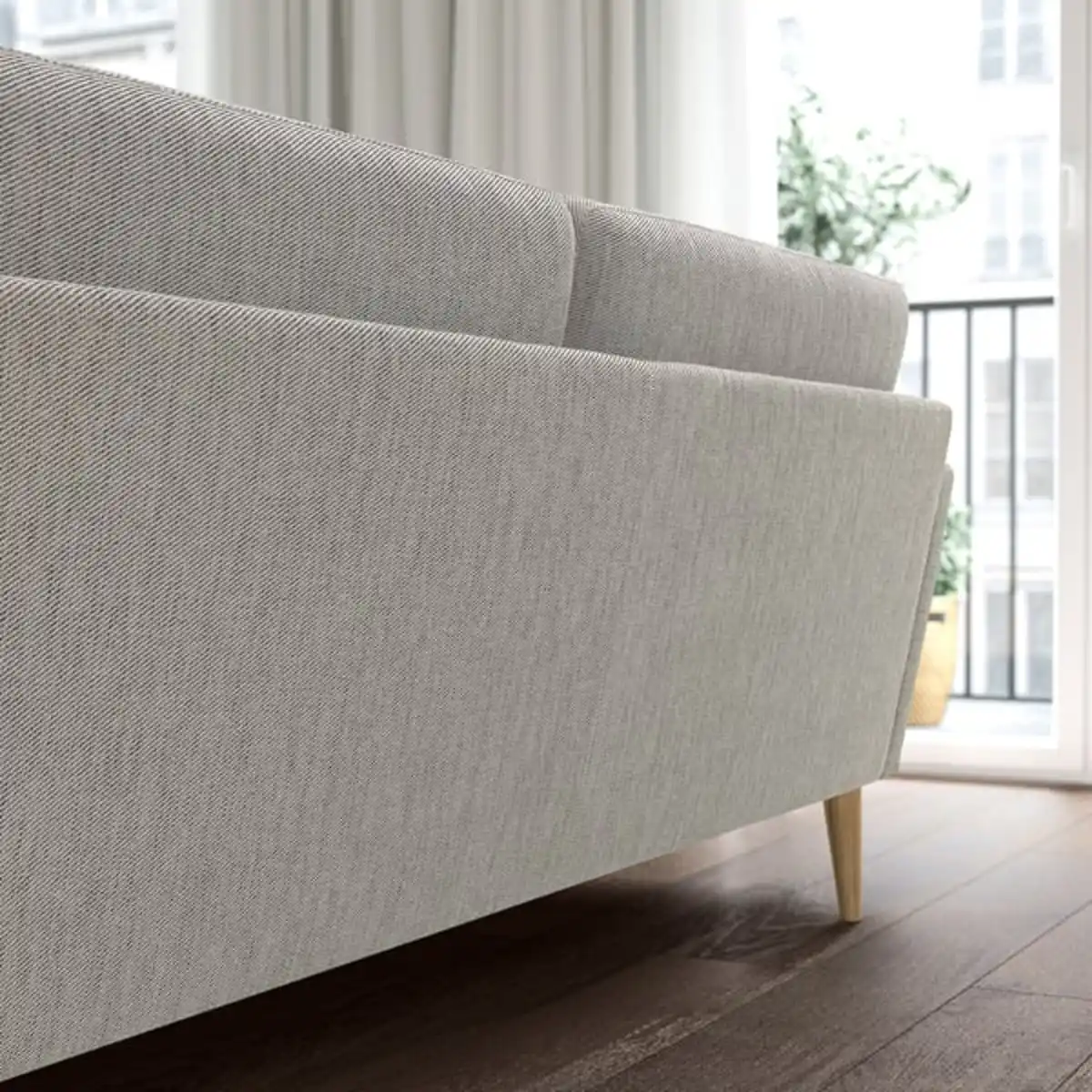 Bild 3 von GRILLSTORP / SMEDSTORP 4er-Sofa mit Récamiere rechts, Viarp/beige/braun Eiche