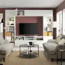 Bild 2 von BESTÅ TV-Komb. mit Vitrinentüren, weiß/Lappviken Klarglas weiß, 300x42x231 cm