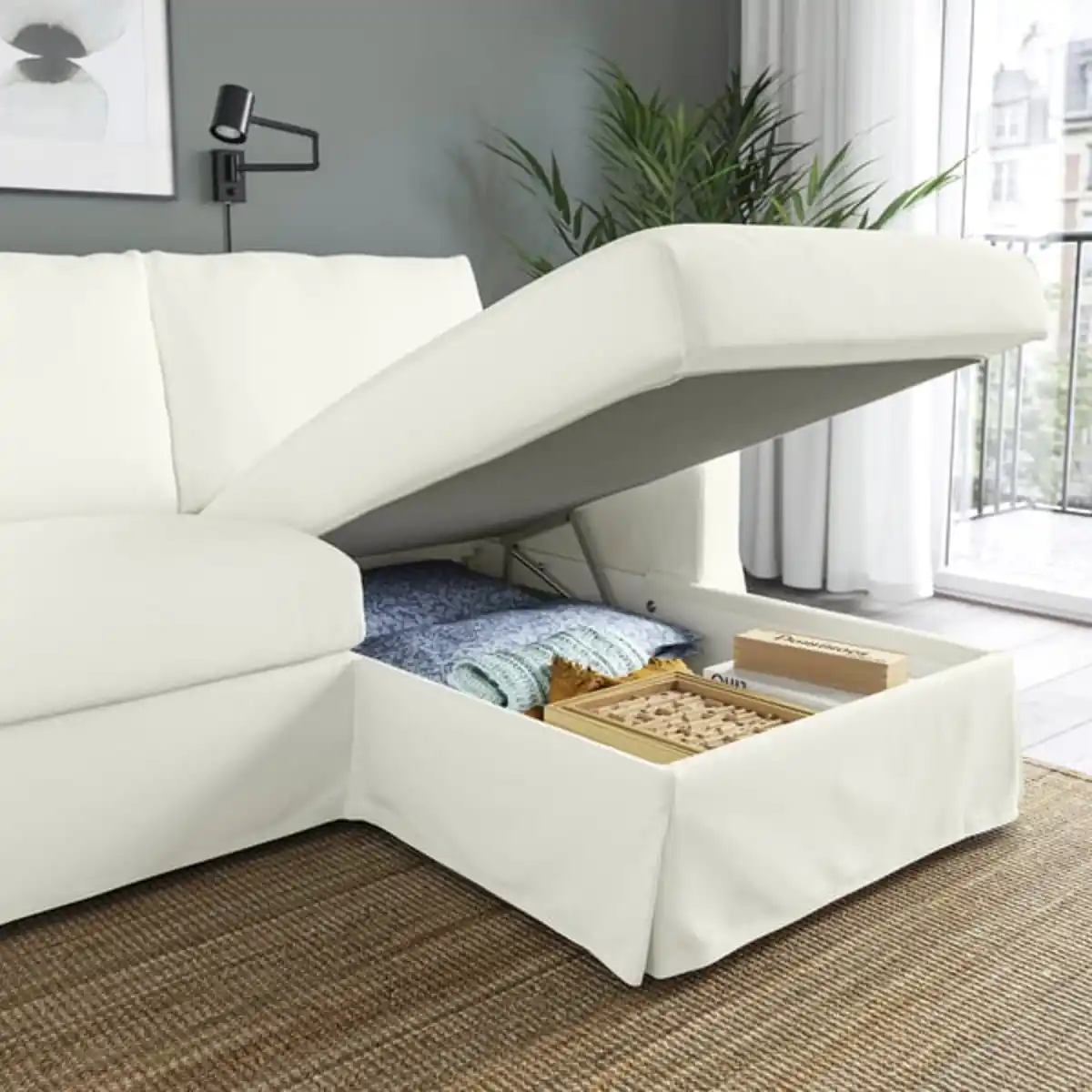 Bild 3 von HYLTARP 3er-Sofa mit Récamiere, rechts, Hallarp weiß