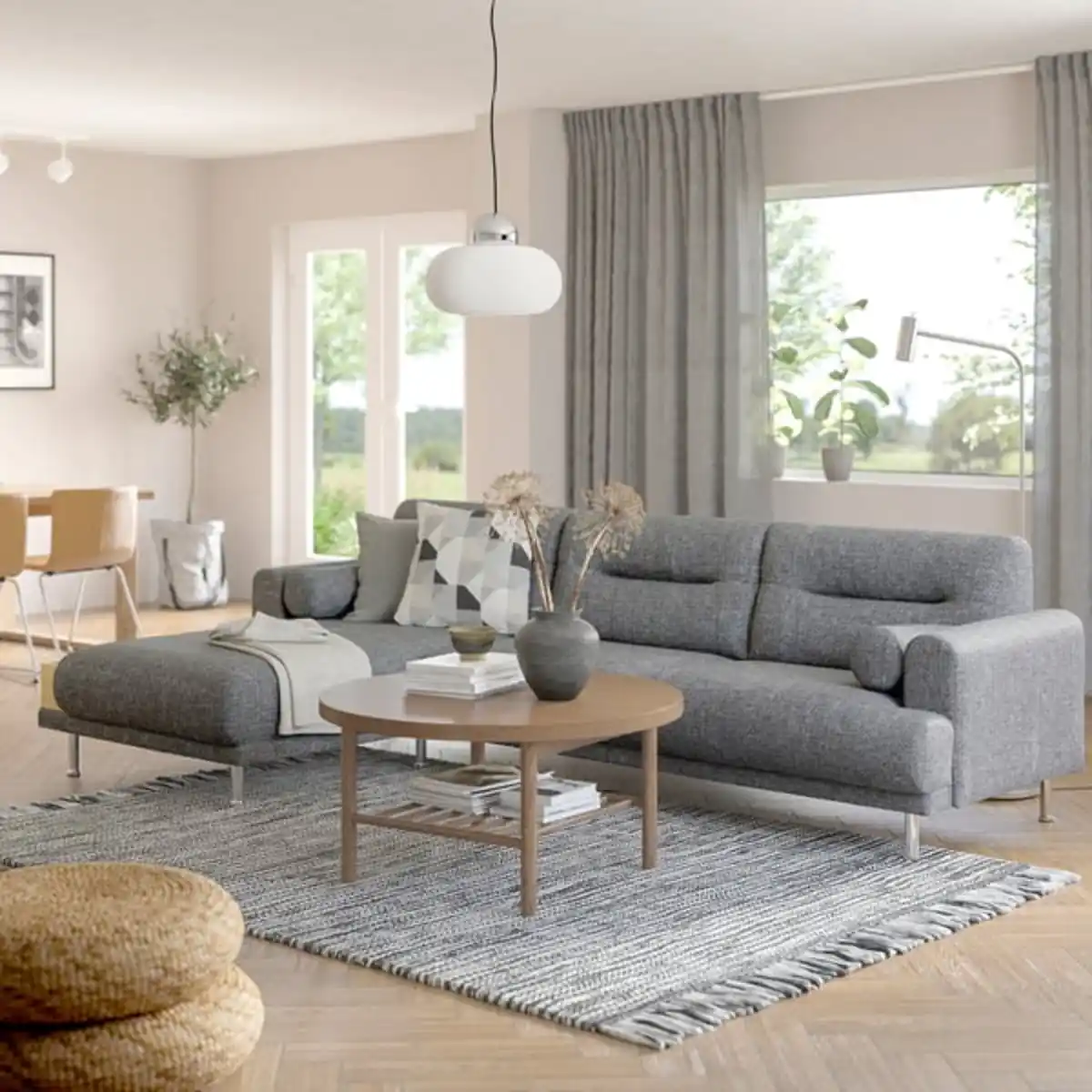 Bild 2 von LÅNGARYD 3er-Sofa mit Récamiere, links, Lejde grau/schwarz/Metall