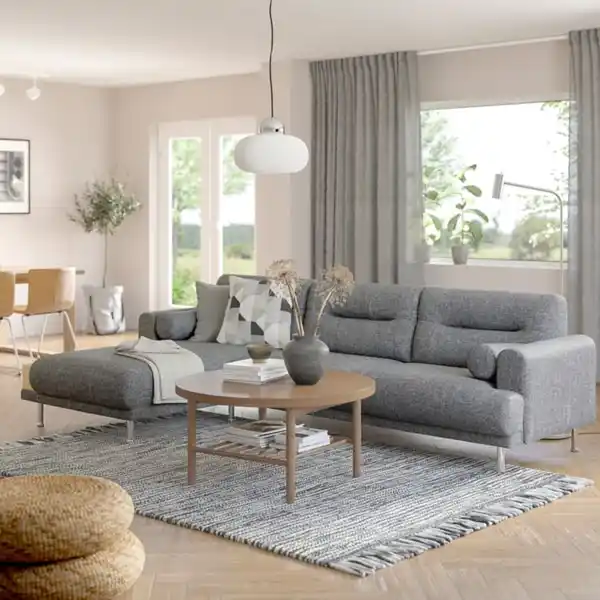 Bild 2 von LÅNGARYD 3er-Sofa mit Récamiere, links, Lejde grau/schwarz/Metall