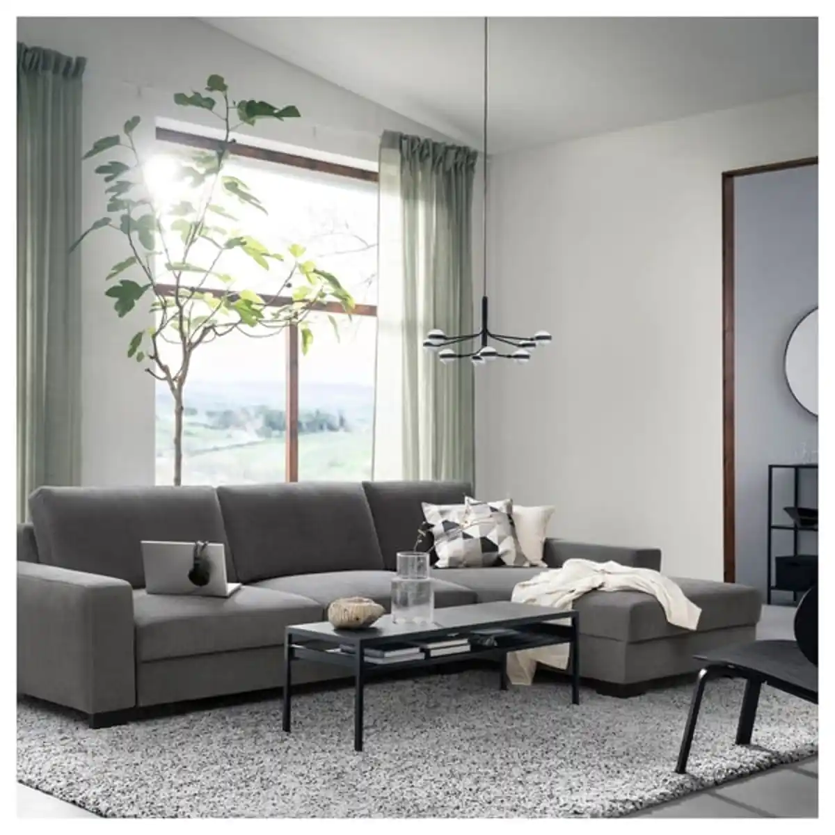 Bild 3 von SÖRVALLEN 4er-Sofa, mit Récamiere rechts/Tallmyra mittelgrau