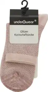 under2wear Kurzschaftsocke Glitzer rosa Gr. 39/42