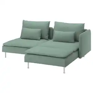 SÖDERHAMN 2er-Sofa, mit Récamiere mit Armlehne/Tallmyra hellgrün