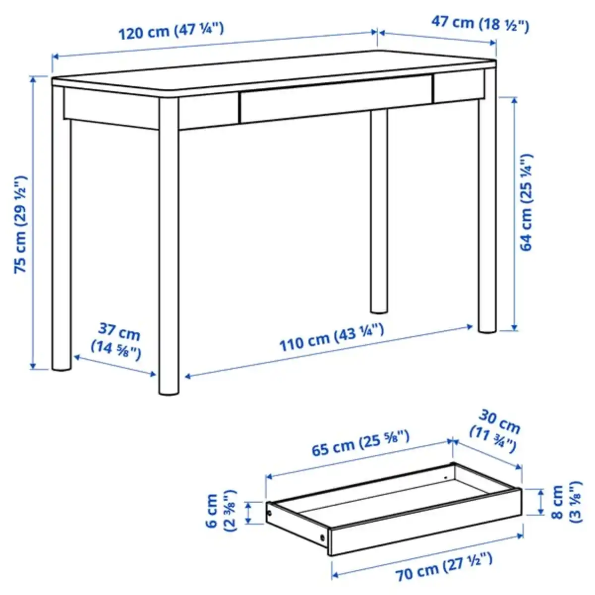 Bild 3 von TONSTAD Schreibtisch, Eichenfurnier, 120x47 cm