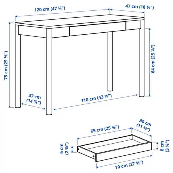 Bild 3 von TONSTAD Schreibtisch, Eichenfurnier, 120x47 cm